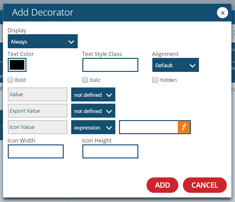 The Add Decorator Panel